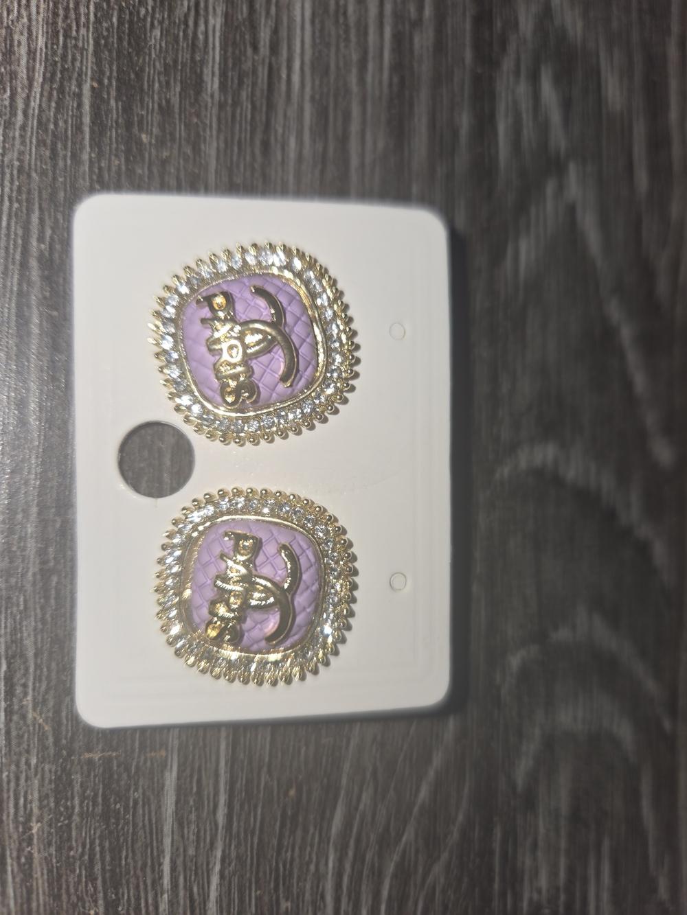 C.C. Boutique Lavender Gold Stud Earrings
